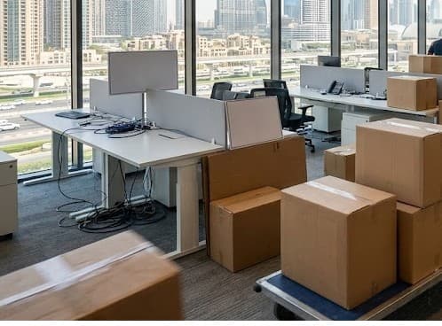 Modern Dubai office relocation in progress